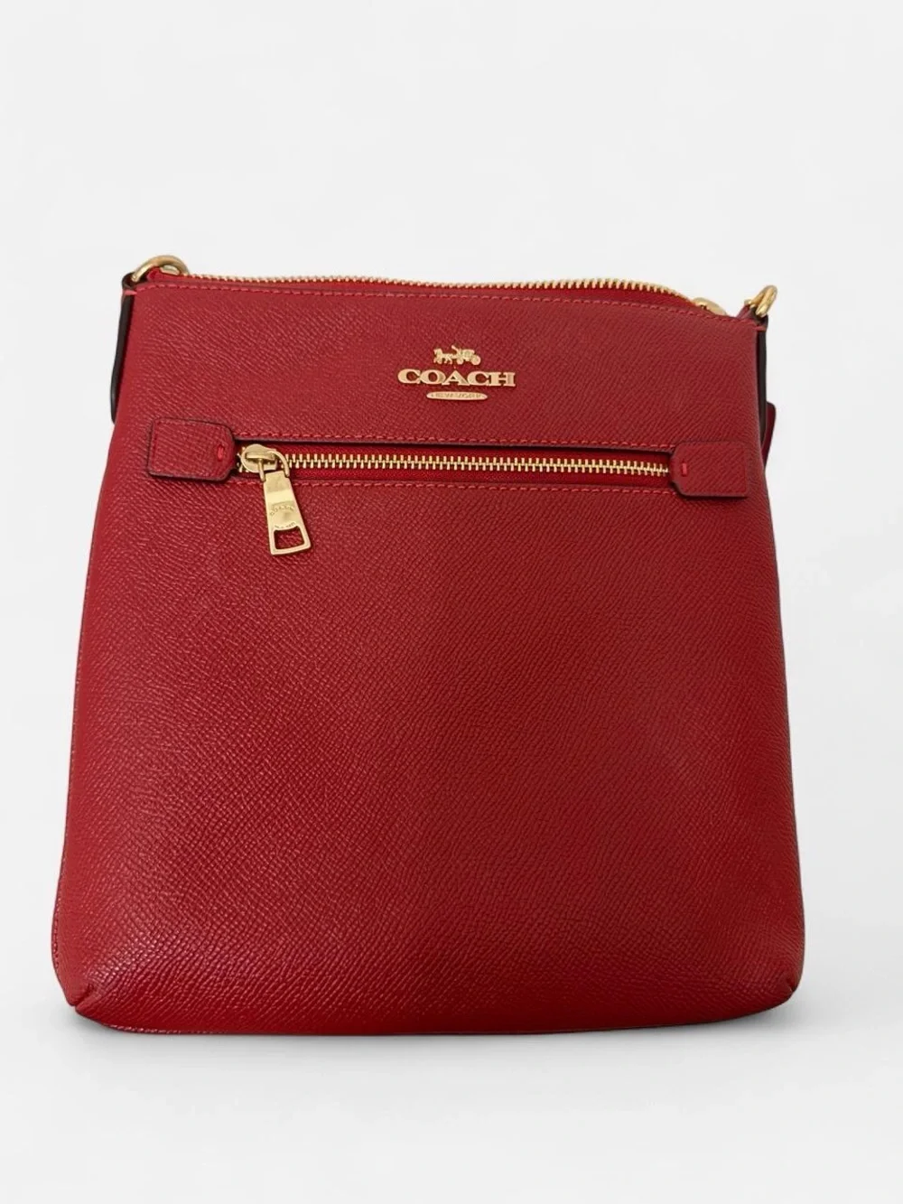 COACH Mini Rowan File Bag Red Leather Crossbody Bag